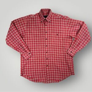 Scott Barber Red Plaid Button Down Shirt Men’s Large Cotton Classic quiet luxury